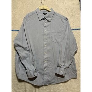 George Men's Striped‎ Shirt 2xl/2xg 50/52 Blue White Button Down, Long Sleeve